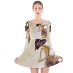 Gunungan Wayang Wallpaper Long Sleeve Velvet Skater Dress