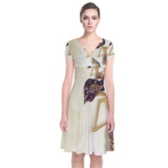 Short Sleeve Front Wrap Dress 