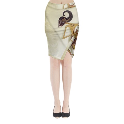 Gunungan Wayang Wallpaper Midi Wrap Pencil Skirt from ArtsNow.com