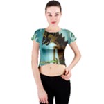 Lukisan Wayang Kulit Crew Neck Crop Top