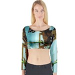 Lukisan Wayang Kulit Long Sleeve Crop Top (Tight Fit)