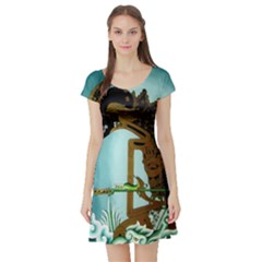 Short Sleeve Skater Dress Front Short Sleeve Skater Dress Front