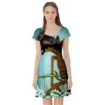 Lukisan Wayang Kulit Short Sleeve Skater Dress