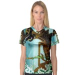 Lukisan Wayang Kulit Women s V-Neck Sport Mesh Tee