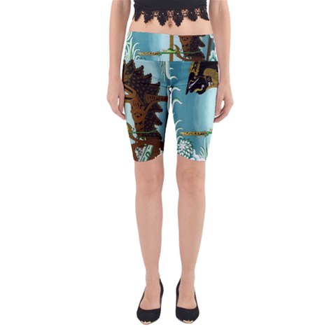 Lukisan Wayang Kulit Yoga Cropped Leggings from ArtsNow.com