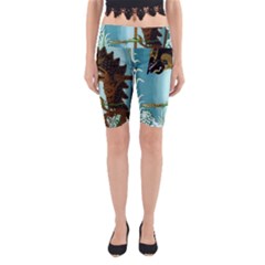 Lukisan Wayang Kulit Yoga Cropped Leggings from ArtsNow.com