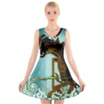 Lukisan Wayang Kulit V-Neck Sleeveless Dress
