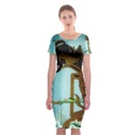 Lukisan Wayang Kulit Classic Short Sleeve Midi Dress
