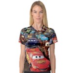Rali Car,mc Queen Women s V-Neck Sport Mesh Tee