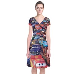Short Sleeve Front Wrap Dress 