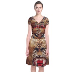 Short Sleeve Front Wrap Dress 