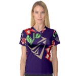 Terminator Roses Women s V-Neck Sport Mesh Tee