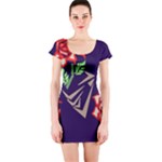 Terminator Roses Short Sleeve Bodycon Dress