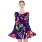 Terminator Roses Long Sleeve Velvet Skater Dress