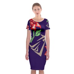 Classic Short Sleeve Midi Dress Front Classic Short Sleeve Midi Dress Front