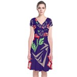 Terminator Roses Short Sleeve Front Wrap Dress