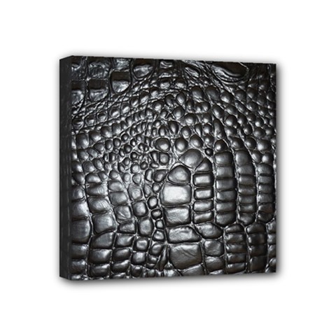 Black Alligator Leather Pattern Mini Canvas 4  x 4  (Stretched) from ArtsNow.com