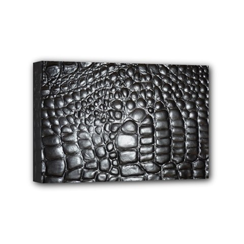 Black Alligator Leather Pattern Mini Canvas 6  x 4  (Stretched) from ArtsNow.com