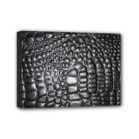 Black Alligator Leather Pattern Mini Canvas 7  x 5  (Stretched) from ArtsNow.com