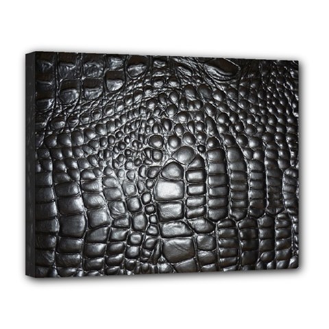 Black Alligator Leather Pattern Canvas 14  x 11  (Stretched) from ArtsNow.com