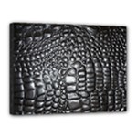 Black Alligator Leather Pattern Canvas 16  x 12  (Stretched)