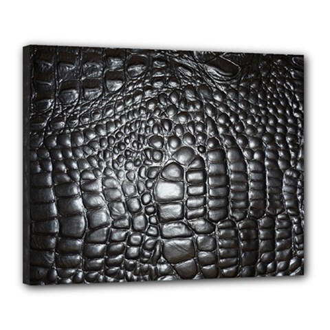 Black Alligator Leather Pattern Canvas 20  x 16  (Stretched) from ArtsNow.com
