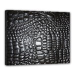 Black Alligator Leather Pattern Canvas 20  x 16  (Stretched)