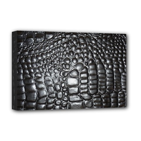 Black Alligator Leather Pattern Deluxe Canvas 18  x 12  (Stretched) from ArtsNow.com