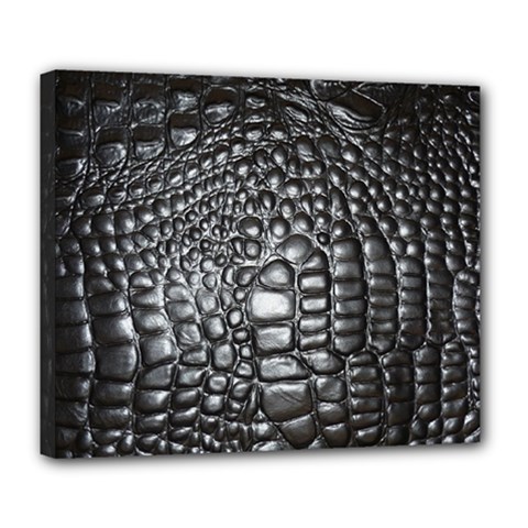 Black Alligator Leather Pattern Deluxe Canvas 24  x 20  (Stretched) from ArtsNow.com