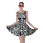 Black Alligator Leather Pattern Skater Dress