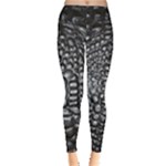 Black Alligator Leather Pattern Leggings 