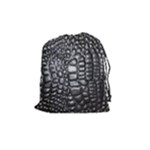 Black Alligator Leather Pattern Drawstring Pouch (Medium)