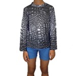 Black Alligator Leather Pattern Kid s Long Sleeve Swimwear