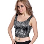 Black Alligator Leather Pattern Crop Top