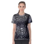 Black Alligator Leather Pattern Women s Sport Mesh Tee