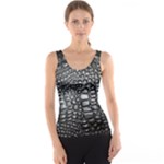 Black Alligator Leather Pattern Tank Top