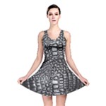 Black Alligator Leather Pattern Reversible Skater Dress