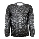 Black Alligator Leather Pattern Men s Long Sleeve Tee