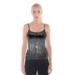 Black Alligator Leather Pattern Spaghetti Strap Top
