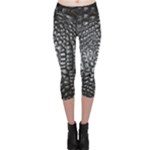 Black Alligator Leather Pattern Capri Leggings 