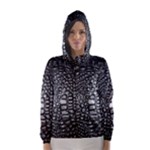 Black Alligator Leather Pattern Hooded Wind Breaker (Women)
