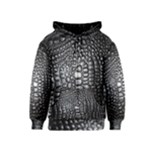 Black Alligator Leather Pattern Kids  Zipper Hoodie