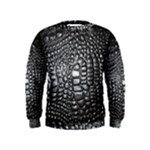 Black Alligator Leather Pattern Kids  Sweatshirt