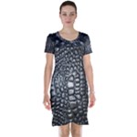 Black Alligator Leather Pattern Short Sleeve Nightdress