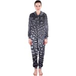 Black Alligator Leather Pattern Hooded Jumpsuit (Ladies)