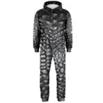Black Alligator Leather Pattern Hooded Jumpsuit (Men)