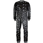 Black Alligator Leather Pattern OnePiece Jumpsuit (Men)