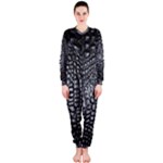 Black Alligator Leather Pattern OnePiece Jumpsuit (Ladies)