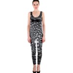 Black Alligator Leather Pattern OnePiece Catsuit