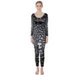 Black Alligator Leather Pattern Long Sleeve Catsuit